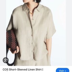 COS Light Tan Linen Button-Down Shirt